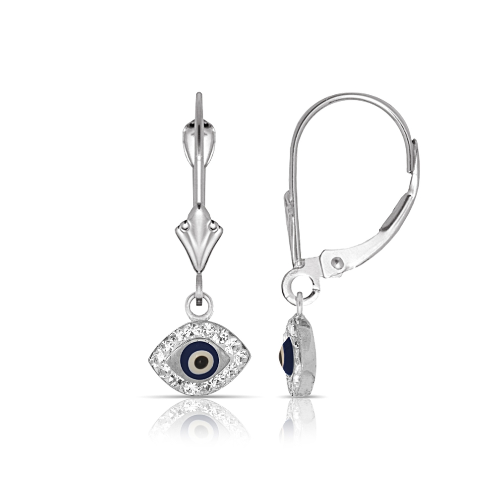 14K Solid White Gold Dangle Earrings For Women Fine Jewelry